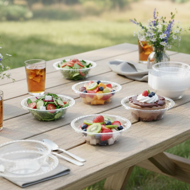 R-kay 100 Count 12 Oz Clear Plastic Bowls - Microwavable Clear Bowls - Strong Heavy Duty And Sturdy Clear Disposable Plastic Bowls. - Image 3