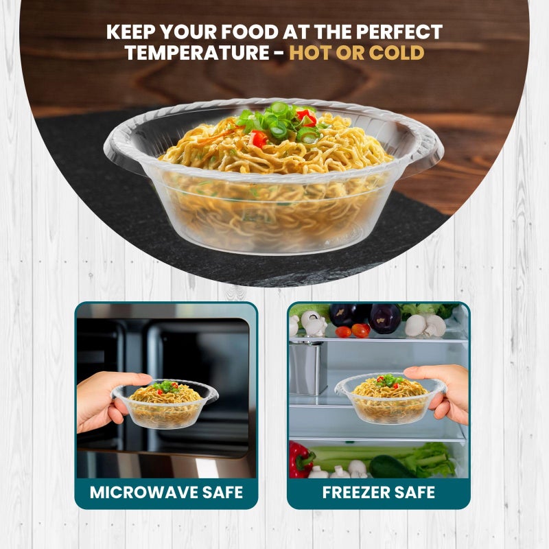 R-kay 100 Count 12 Oz Clear Plastic Bowls - Microwavable Clear Bowls - Strong Heavy Duty And Sturdy Clear Disposable Plastic Bowls. - Image 5