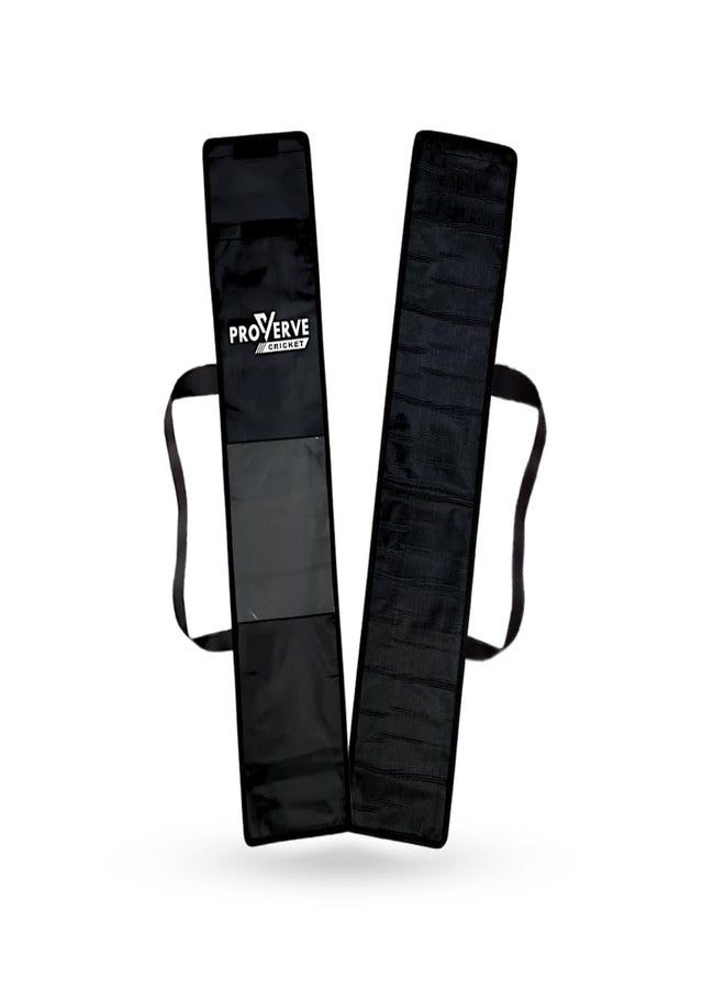 PROVERVE Cricket Bat Cover Tetron Material, Premium Full Size Cover for Wooden and Plastic Bats with Heavy Duty Stitched Strap (Black, Pack of 1), Polyester - Image 1