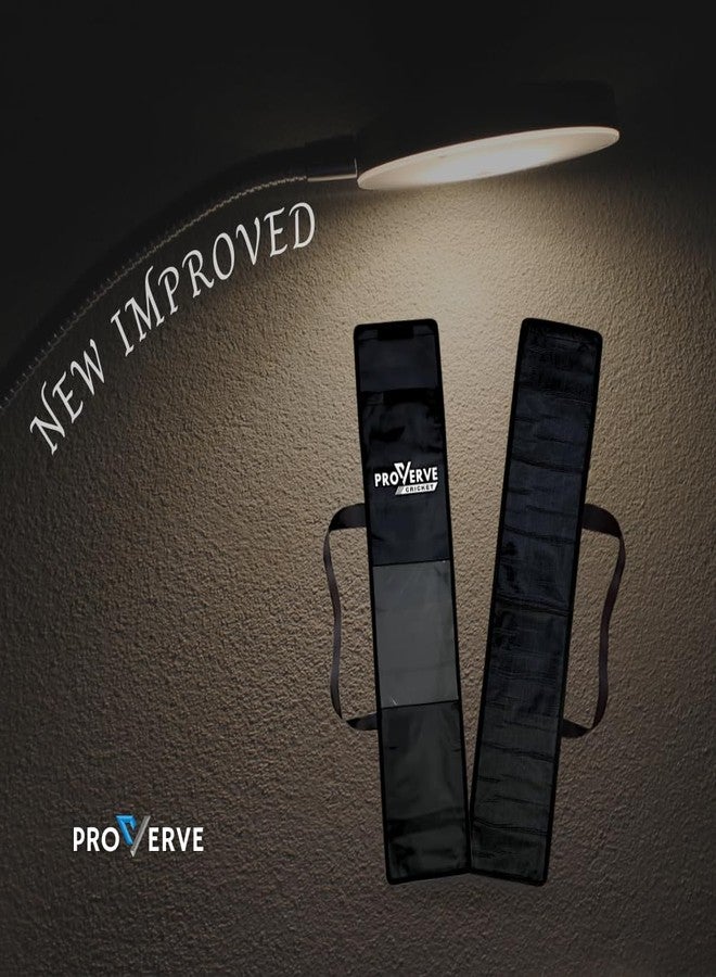 PROVERVE Cricket Bat Cover Tetron Material, Premium Full Size Cover for Wooden and Plastic Bats with Heavy Duty Stitched Strap (Black, Pack of 1), Polyester - Image 3