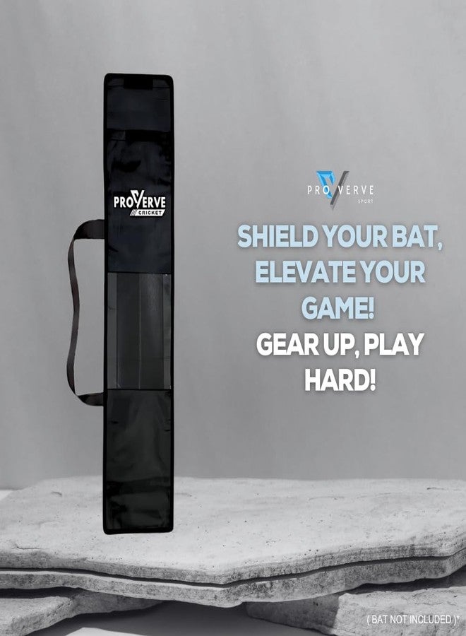 PROVERVE Cricket Bat Cover Tetron Material, Premium Full Size Cover for Wooden and Plastic Bats with Heavy Duty Stitched Strap (Black, Pack of 1), Polyester - Image 5