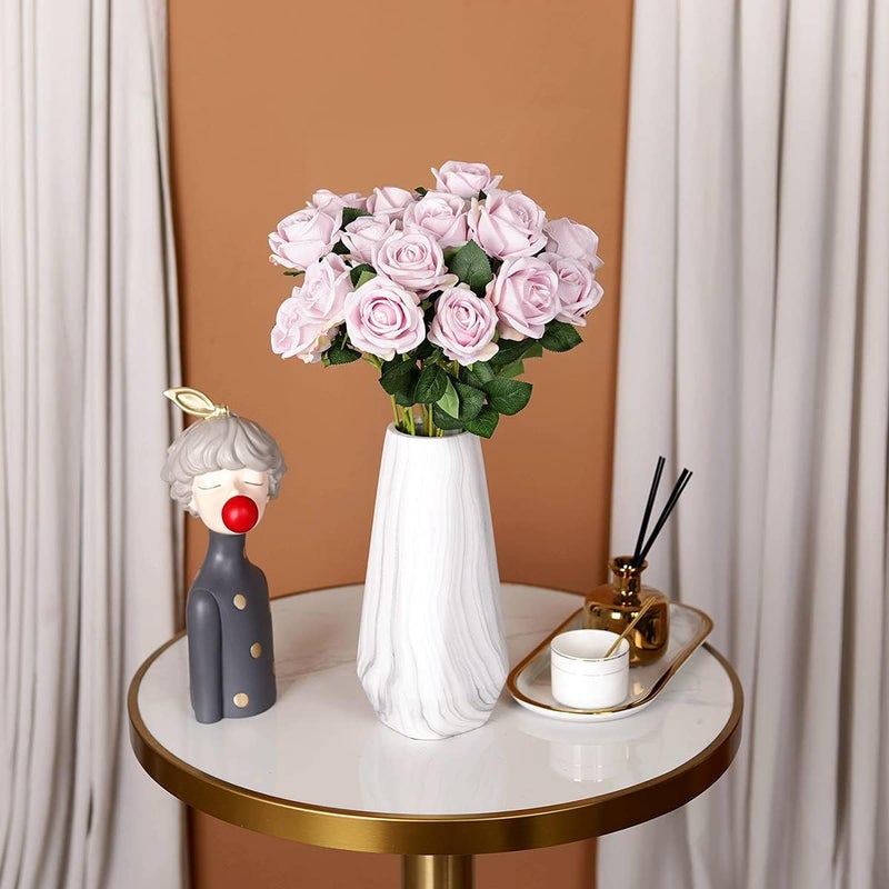Luyue Artificial Velvet Roses 10 Pack Fake Pink Rose Silk Flowers with Stem Floral Gift for Wedding Arrangement Party Home Decor-Light Pink - Image 4