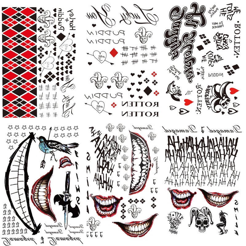 Fake Tattoo Stickers 3Sheet Women Temporary Tattoos and 3Sheet Men Tattoos for Halloween Costume Cosplay Parties Accessories