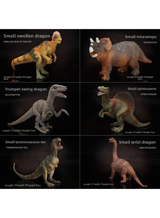 Simulation Animal Model PVC Plastic Dinosaur Model Tyrannosaurus Toy Suit Dinosaur Hand-made 3-year-old Boy Toy-Color:Small Size 6 Pieces 【package A】】 - Image 1
