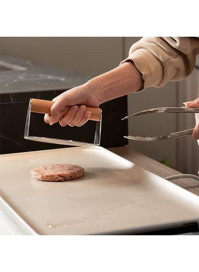 OMEVE Meat Press Burger Press with Hamburger Patty Paper Round 12Cm, Set of 100, Non Stick Patty Paper Sheets for Burger Press, Patty Serperate and Cake Baking  - Image 2