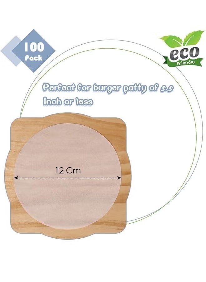OMEVE Meat Press Burger Press with Hamburger Patty Paper Round 12Cm, Set of 100, Non Stick Patty Paper Sheets for Burger Press, Patty Serperate and Cake Baking  - Image 4