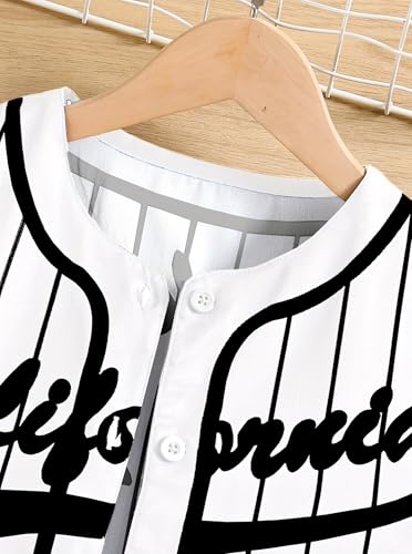 Hilinker Girls Graphic 3 Piece Outfits Short Sleeve Striped Cardigan and Crop Cami with Shorts Set Black White California 11-12 Year - Image 3