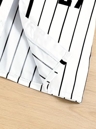 Hilinker Girls Graphic 3 Piece Outfits Short Sleeve Striped Cardigan and Crop Cami with Shorts Set Black White California 11-12 Year - Image 4