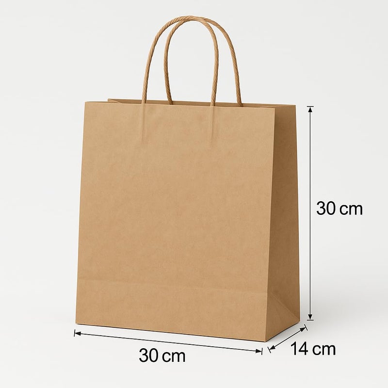 Pack&Co Brown Kraft Paper Bags | 30cm W x 30cm H x 14cm D | 25Pcs | Sturdy & Eco-Friendly with Twisted Handles | Ideal for Retail, Gifts, Shopping, Parties, Groceries - Image 3