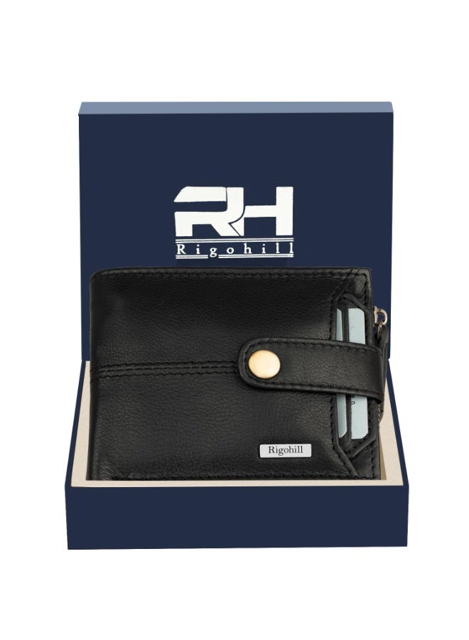 Rigohill Black Mens Leather Wallet | Leather Wallet for Men | RFID Mens Wallet - Image 1