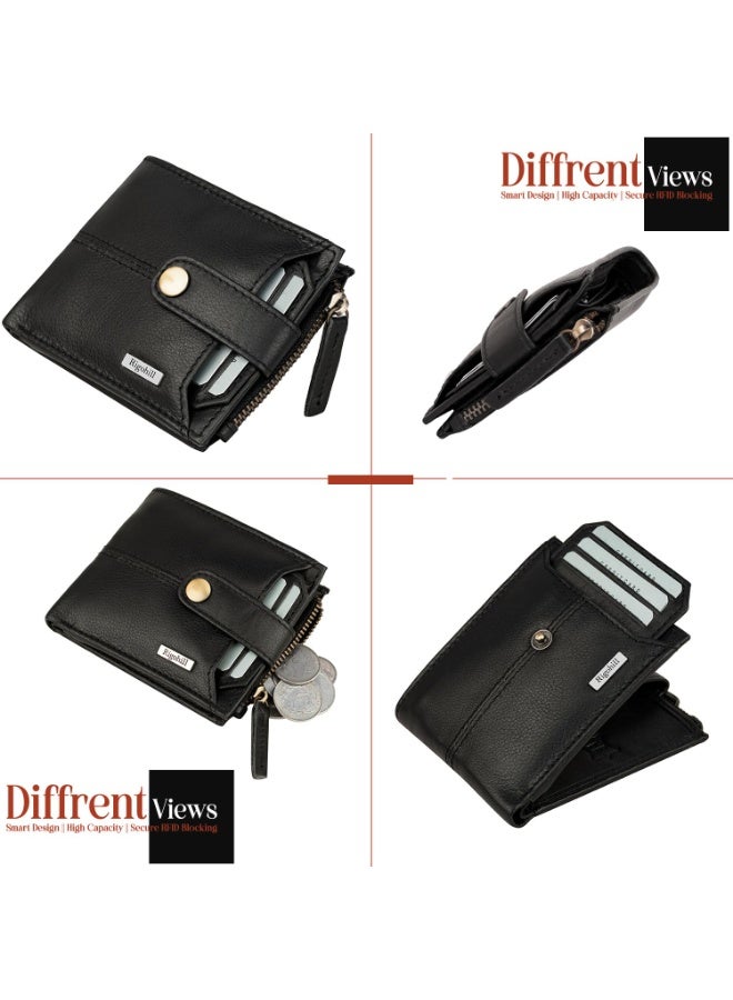 Rigohill Black Mens Leather Wallet | Leather Wallet for Men | RFID Mens Wallet - Image 3