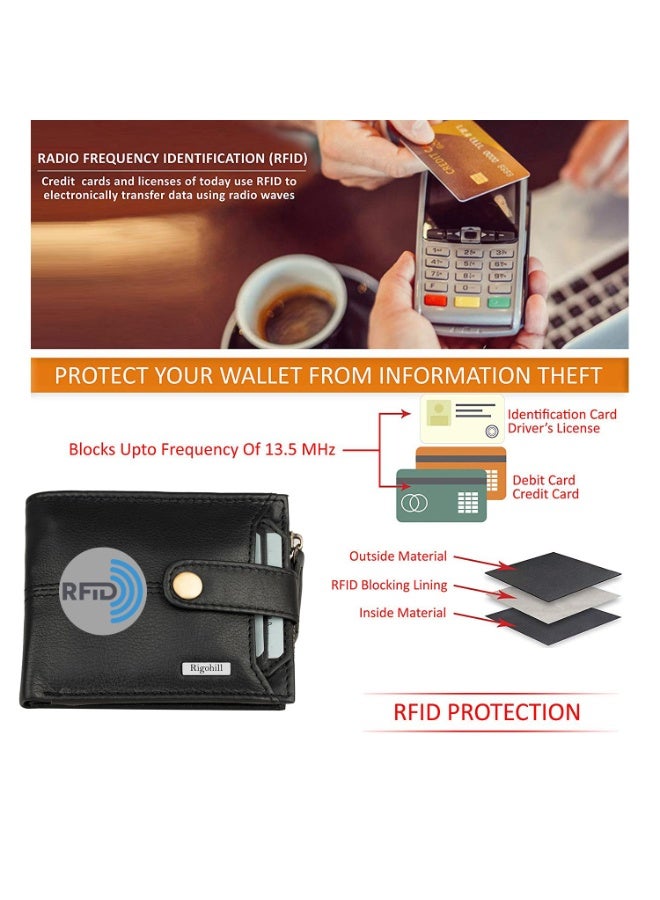 Rigohill Black Mens Leather Wallet | Leather Wallet for Men | RFID Mens Wallet - Image 4