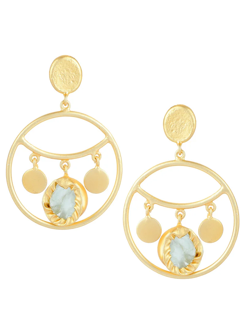 ISHIN Gold-Toned Circular Drop Earrings