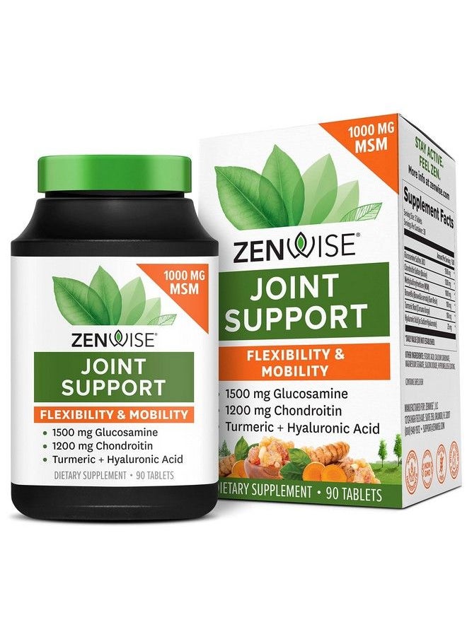 Zenwise Health - Zenwise Glucosamine Chondroitin Msm Joint Support Supplement With Turmeric Curcumin For Hands Back Knee And Joint Health Advanced Relief For Bone And Joint Flexibility And Mobility 90 Tablets - Image 1