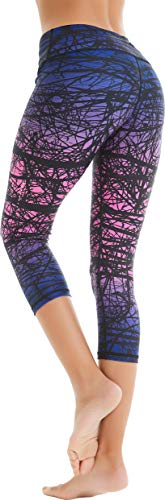 COOLOMG Yoga Pants for Women Capri Running Tights Low Rise Leggings Workout Gym with Hidden Pockets - Image 1