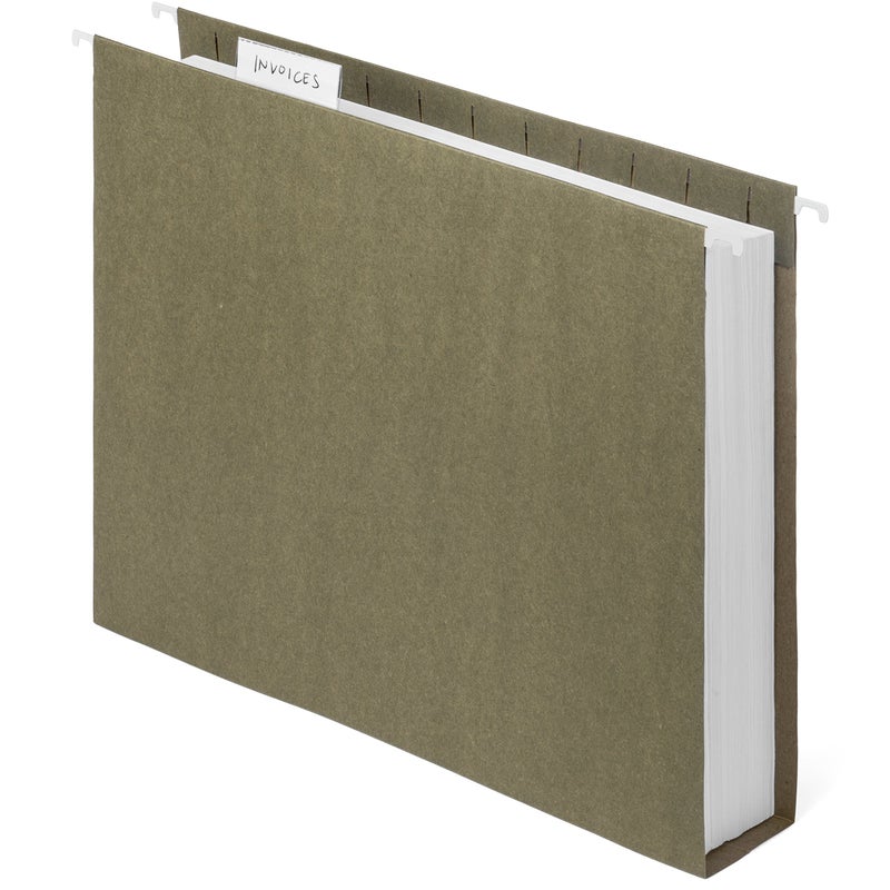 Blue Summit Supplies Extra Capacity Hanging File Folders, 25 Reinforced Hang Folders, Heavy Duty 2 Inch Expansion, Designed for Bulky Files and Charts, Letter Size, Standard Green, 25 Pack - Image 3