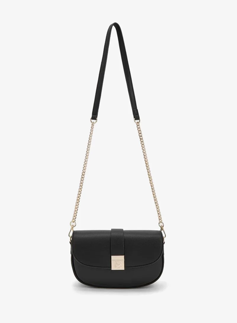 Flora Bella By Shoexpress BLACK Textured Crossbody Bag With Chain Strap for Women | Best Price UAE
