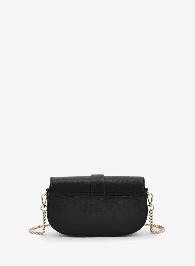 Flora Bella By Shoexpress BLACK Textured Crossbody Bag With Chain Strap for Women | Best Price UAE