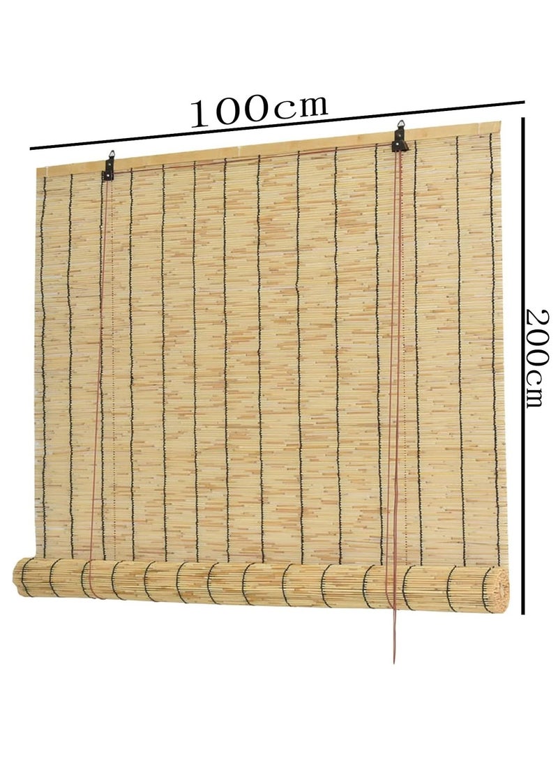 HOME TASTE Bamboo Roll Up Blinds – Outdoor Reed Shades for Porch, Patio, Garden & Windows (100x200cm)  - Image 2