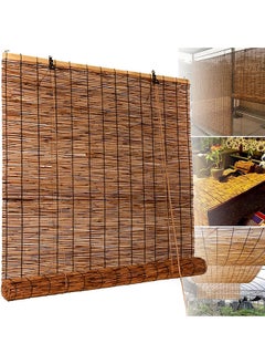 HOME TASTE Hometaste Carbonization Bamboo Roll Up Blinds Bamboo Shades Blinds Reed Curtain Outdoor Bamboo Roll Up Shades Reed Curtains Windows Outdoor Roller Shade For Garden/Porch/Patio (Small_100X200Cm) 