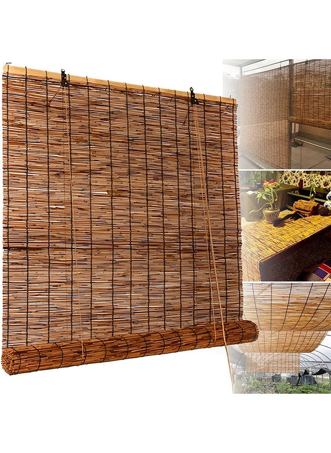 HOME TASTE Hometaste Carbonization Bamboo Roll Up Blinds Bamboo Shades Blinds Reed Curtain Outdoor Bamboo Roll Up Shades Reed Curtains Windows Outdoor Roller Shade For Garden/Porch/Patio (Small_100X200Cm) 