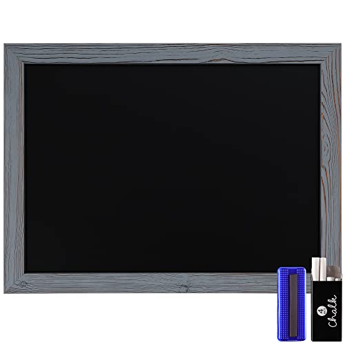 HBCY Creations Rustic Grey Magnetic Wall Chalkboard Large Size 18 x 24 Framed Chalkboard  Decorative Magnet Board Great for Kitchen Decor Weddings Restaurant Menus and More  18 x 24