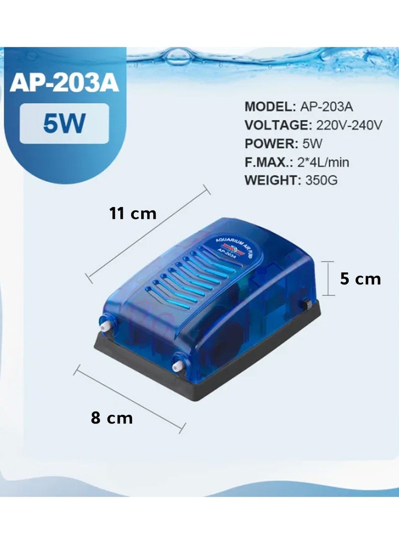 Generic 5W Silent Aquarium Air Pump with Dual Outlets – High-Efficiency Oxygen Pump for Fish Tanks – Stable Aeration System for Freshwater & Marine Aquariums  - Image 2