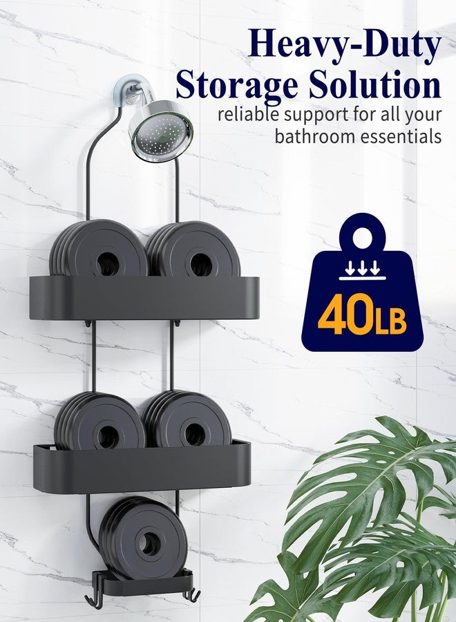 Kitsure Shower Caddy Hanging - No-Drill Bathroom Organizers and Storage, Wobble-Free Bathroom Shelves with Adhesive Tapes, Rust-Proof Shower Storage for Toiletries, Black, 25.0" H - Image 5