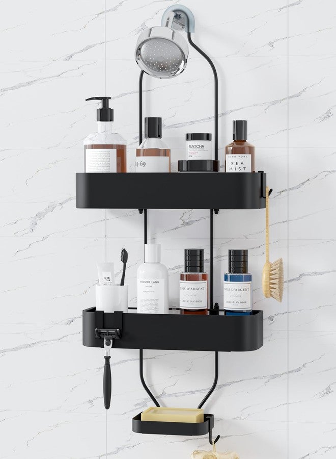 Kitsure Shower Caddy Hanging - No-Drill Bathroom Organizers and Storage, Wobble-Free Bathroom Shelves with Adhesive Tapes, Rust-Proof Shower Storage for Toiletries, Black, 25.0" H - Image 1