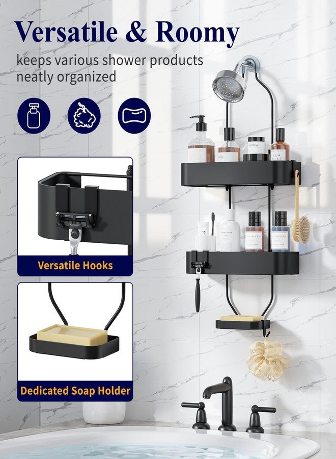 Kitsure Shower Caddy Hanging - No-Drill Bathroom Organizers and Storage, Wobble-Free Bathroom Shelves with Adhesive Tapes, Rust-Proof Shower Storage for Toiletries, Black, 25.0" H - Image 2