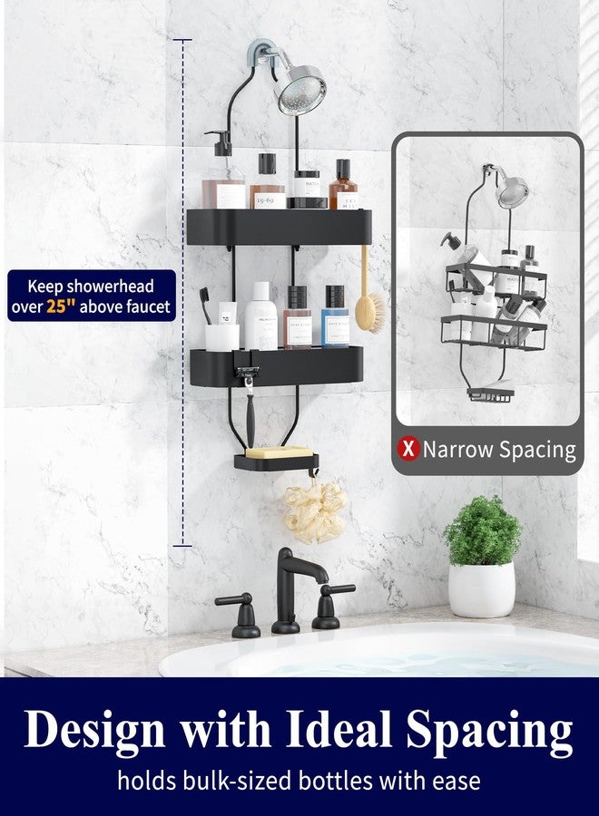 Kitsure Shower Caddy Hanging - No-Drill Bathroom Organizers and Storage, Wobble-Free Bathroom Shelves with Adhesive Tapes, Rust-Proof Shower Storage for Toiletries, Black, 25.0" H - Image 3