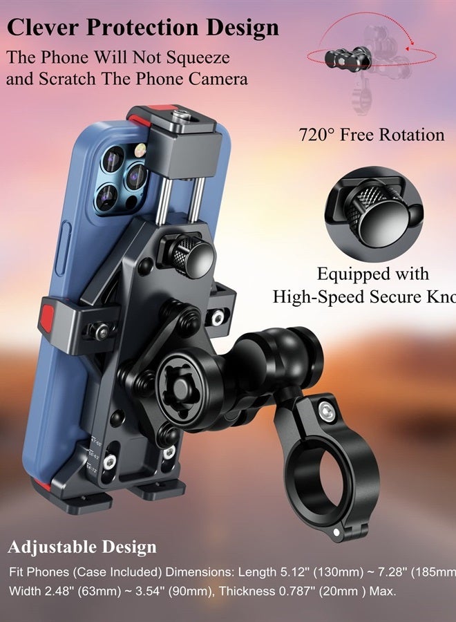 BRCOVAN حامل هاتف دراجة نارية من سبائك الألمنيوم مع مثبط اهتزاز وقفل آمن عالي السرعة، قفل تلقائي بضغط واحد لحامل هاتف الدراجة الرباعية والدراجة السكوتر لحوامل المقود للهواتف من 4.7'' إلى 7.2'' - Image 5
