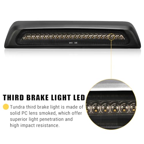 BORDAN Third Brake Light Stop Lamp Fit for 2007-2020 Tundra LED 3rd Brake Lights Rear Cargo Lamp High Mount Stop Light Smoked Lens Assembly - Image 4