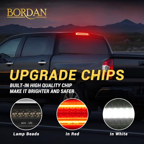 BORDAN Third Brake Light Stop Lamp Fit for 2007-2020 Tundra LED 3rd Brake Lights Rear Cargo Lamp High Mount Stop Light Smoked Lens Assembly - Image 3