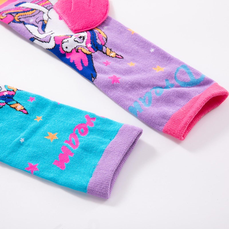 DSORVICD Little Kids Girls Crazy Socks Cute Cartoon 3D Wings Knee High Child Long Funny Animal Socks 7-12 Year (Pink, ONE SIZE) - Image 4
