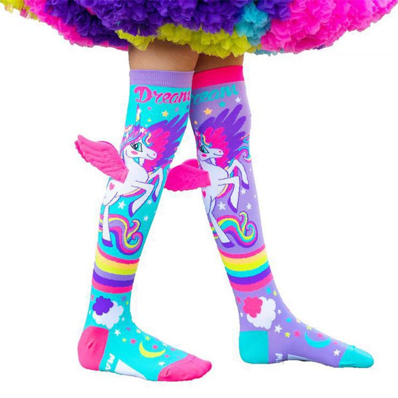 DSORVICD Little Kids Girls Crazy Socks Cute Cartoon 3D Wings Knee High Child Long Funny Animal Socks 7-12 Year (Pink, ONE SIZE) - Image 1