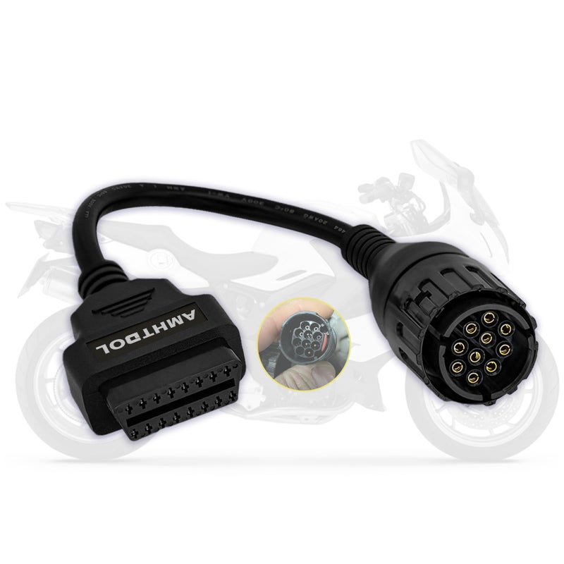 AMHTDOL OBD2 Adapter Cable for BMW Motorcycle 10 Pin to 16 Pin ConnectorFit for BMW Bike from 1996 to 2016Compatible with ENET WiFi AdapterGS911OBDLink LX and ELM327 Moto ScannerDiagnostic Tool - Image 3