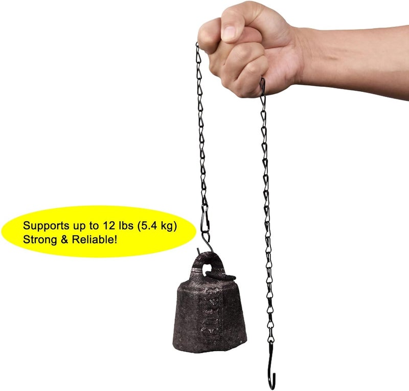Sersberg Chain for Hanging Plants,25 Inch Black Hanging Chain,Hanging Basket Chain Kits with Hooks for Bird Feeder Hanging Plant Extender Porch Wind Chime (Black, 25 Inch-4PCS) - Image 2