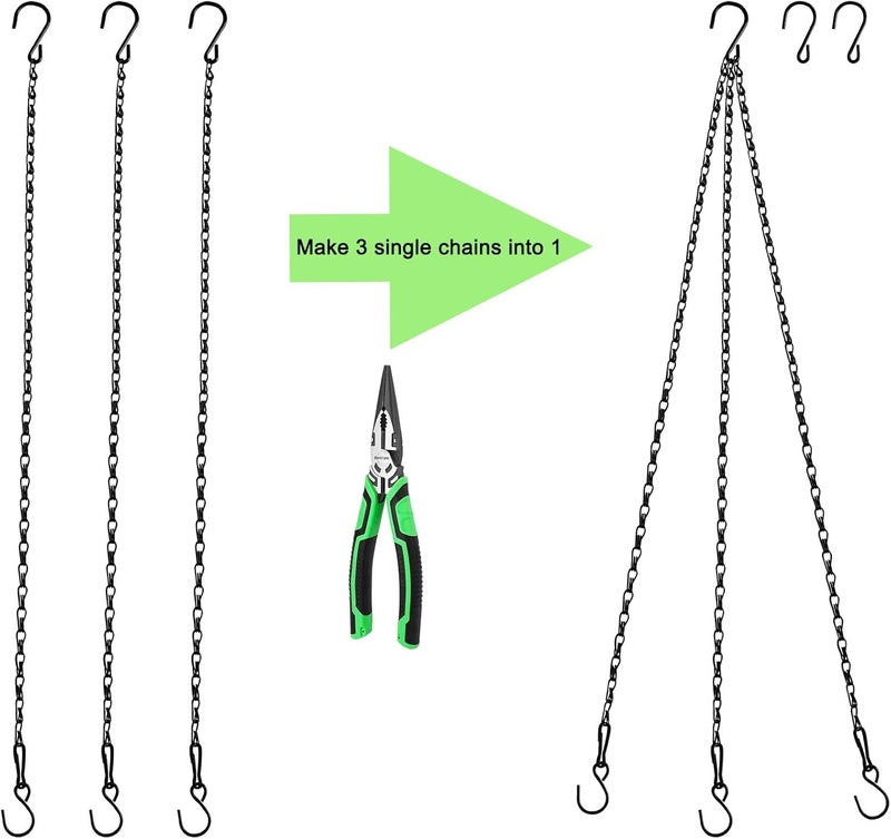Sersberg Chain for Hanging Plants,25 Inch Black Hanging Chain,Hanging Basket Chain Kits with Hooks for Bird Feeder Hanging Plant Extender Porch Wind Chime (Black, 25 Inch-4PCS) - Image 4