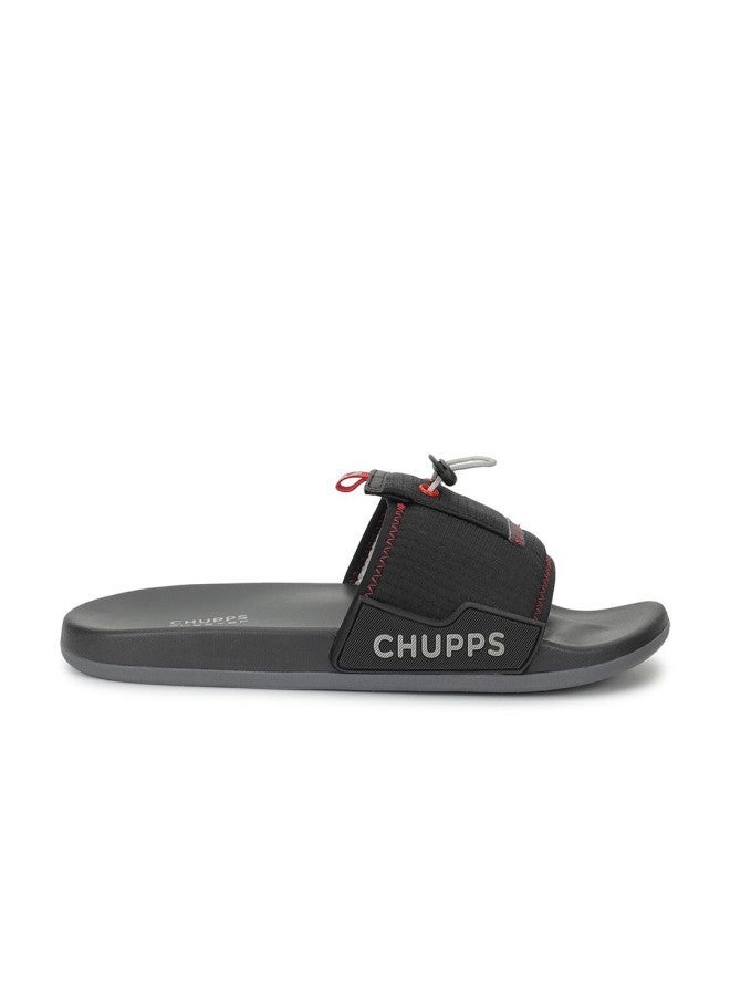 CHUPPS شوبس سلايدر كاجوال أسود أحمر للرجال - Image 1