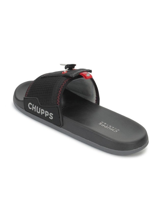 CHUPPS شوبس سلايدر كاجوال أسود أحمر للرجال - Image 3