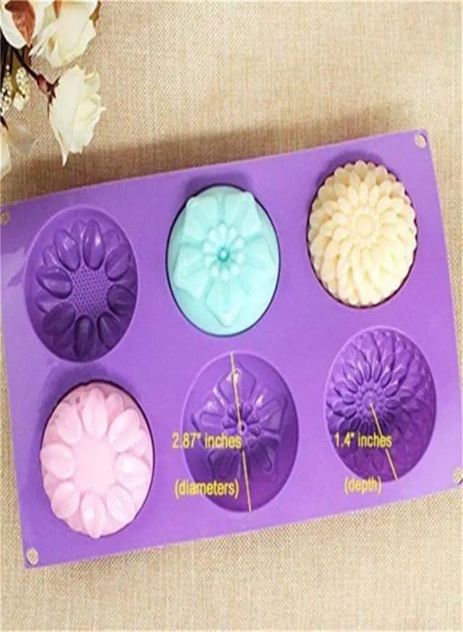 APSAMBR-Silicone 6 Cavity Sunflower Mixed Flower Chrysanthemum Cupcake Baking Muffin Candle Soap Mould (Output Weight Approx :100 Grams) - Image 5