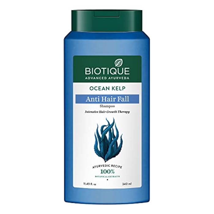 Biotique Ocean Kelp Anti Hairfall Shampoo | Intensive Hair Growth Therapy| Anti Hairfall Shampoo that Maintains Shine |100% Botanical Extracts | Suitable for All Hair Types |340ml - Image 1