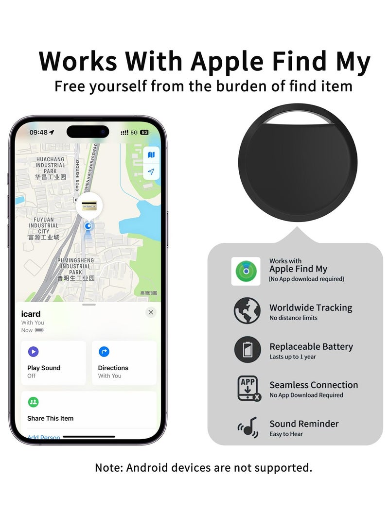HEYAN Smart Trackers Work with Apple Find My (iOS Only), Lightweight Tag Prevent Loss of Luggage Wallets Keys Bags,Replaceable Battery,IP67 Waterproof - Image 3