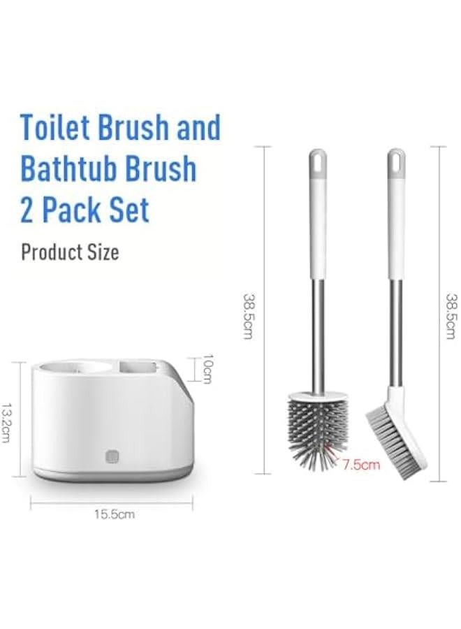HOOKOR Toilet Brush & Holder, Dual brush set,Stainless Steel Long Handle, Space Saving for Storage, Deep Cleaning, Drip-Proof, Easy to Assemble, TPR Brush head - Image 3