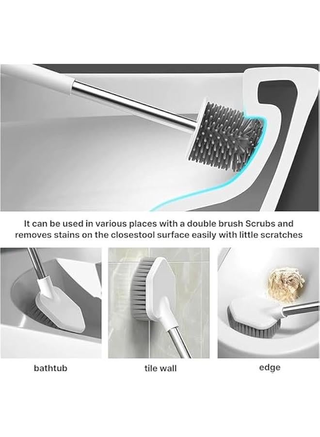 HOOKOR Toilet Brush & Holder, Dual brush set,Stainless Steel Long Handle, Space Saving for Storage, Deep Cleaning, Drip-Proof, Easy to Assemble, TPR Brush head - Image 5