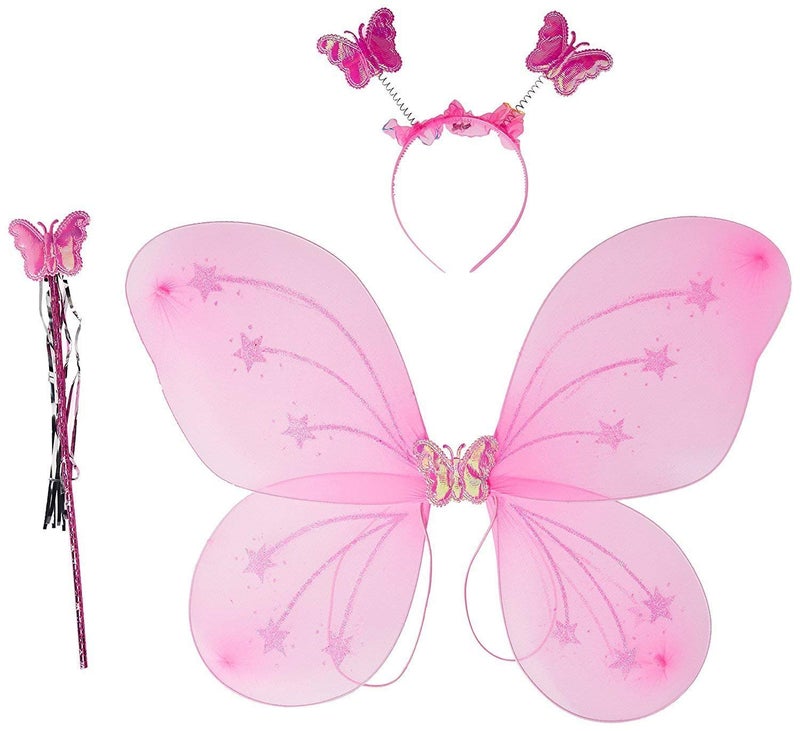 kunya ? Baby Girl's Fairy Butterfly Wings Costume Butterfly Fairy Angel Wing, Wand And Hairband - Image 1