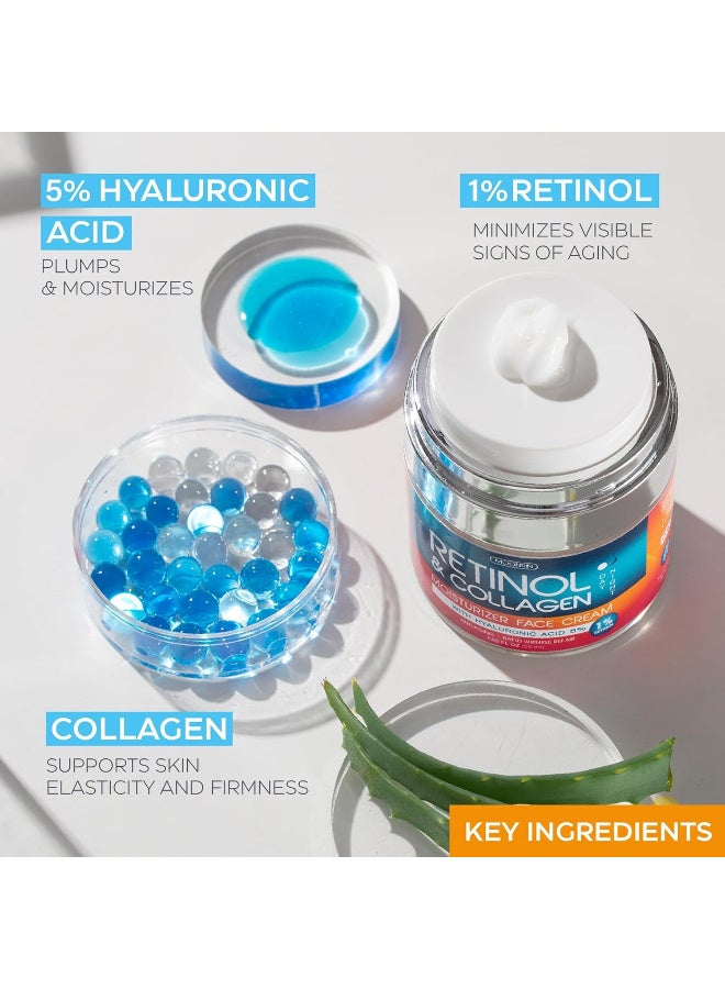 MOONRIN Retinol Cream for Face with Hyaluronic Acid, Anti Aging Wrinkle Cream for Women and Men, Day and Night Collagen Moisturizer to Minimize Wrinkles, Dryness, 1.85 Oz - Image 4