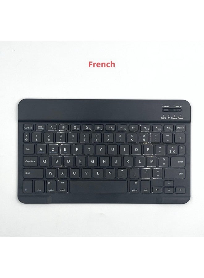 Bluetooth Keyboard Thai Russian Spanish Multi-language Small Batch Language Silk Screen Mobile Phone Tablet Universal Keyboard-Color:French-Product Type:Black (color Box Packaging) - Image 1