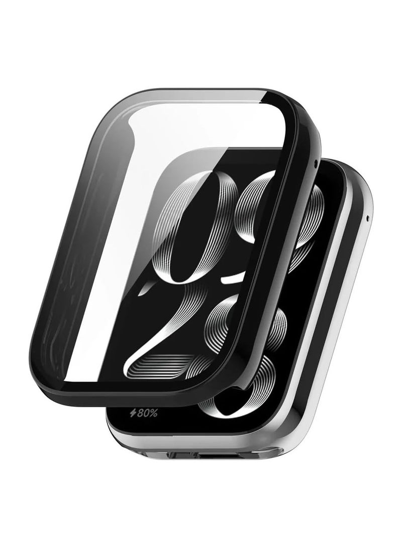 غطاء حماية كامل للساعة مصنوع من الزجاج المقوى وواقي شاشة متوافق مع سوار Xiaomi Smart Band 9 Pro/8 Pro PC (أسود) - Image 1